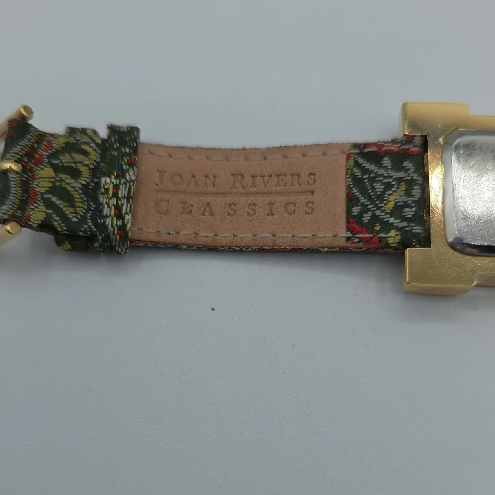 Joan Rivers Shell Face With Crystal Accents and Green Pasley Watch Band